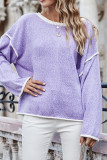 Plain Loose Fit Patchwork Knitting Sweater