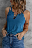 Blue Ladder Hollow-out Tank Top