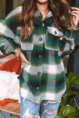 Plaid Pocket Open Button Jackets