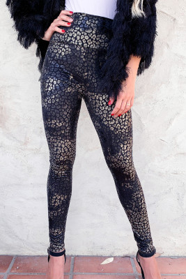 Black Leopard Print Tummy Control High Waist Leggings
