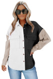 Black Color Block Button Shirt with Pocket