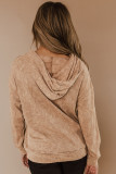 Waffle Knit Kangaroo Pocket Hooded Sweatshirt