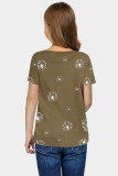Brown Dandelion Print Little Girl Tee