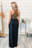 Sleeveless Leopard Bodice Maxi Dress with Pockets