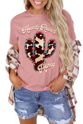 Howdy Rowdy And Honey Print Graphic Tees for Women UNISHE Wholesale Short Sleeve T shirts Top