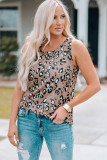 Leopard Print Crew Neck Tank Top