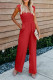 Red Blue Flutter Sleeve Smocked Wide Leg Jumpsuit
