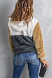 Gray Colorblock Fluffy Faux Fur Hoodie