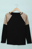 Sequin Shoulder Long Sleeve Top