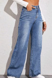 Blue High Waist Wide Leg Jeans