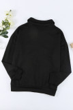 Black Quilted Patch Half Zipper Sweatshirt
