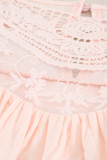 Pink Lace Splicing Ruffled Short Sleeve T-shirt