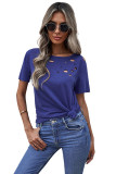 Blue Holes Crew Neck Cotton Mixed T-shirt