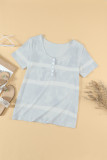 Gray Buttoned Tie-dye Short Sleeve Top