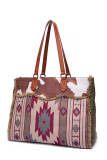 Aztec Cow Print Patchwork Tote Handbag MOQ 3PCS