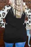 Plus Size Leopard Raglan Sleeve Casual Blouse