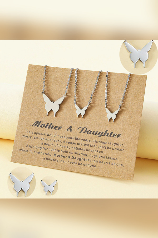 Mother & Daughter Butterfly Necklace Unishe Wholesale MOQ 5pcs