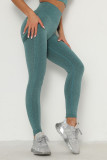 Green Solid Color Yoga Leggings