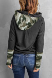 Camo Print Double Hoods Thumb Hole Hoodie
