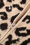 Khaki Leopard Sherpa Jacket Vest