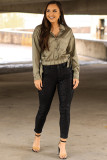 Black Sheen Leopard Print Mid Rise Skinny Pants