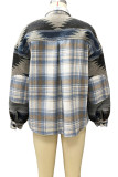 Aztec Splice Plaid Shacket Fleece Coat Women Unishe Wholesale