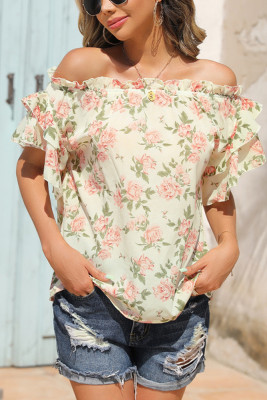 Floral Off Shoulder Ruffles Top Unishe Wholesale