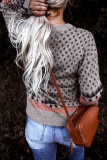 Taupe Boho Printed Pullover Sweater