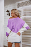 V Neck Wave Color Block Pullover Sweaters
