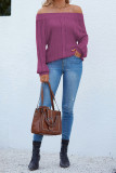 One Shoulder Hollow Puff Sleeve Sweater