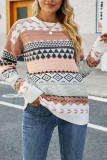 Aztec Diamond Splicing Knitting Pullover Sweater