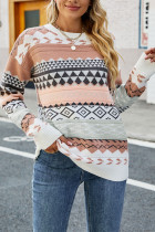 Aztec Diamond Splicing Knitting Pullover Sweater