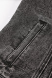 Gray Wash Button Pocket Denim Jacket