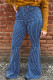 Plus Size High Waist Pin Stripe Flared Jeans