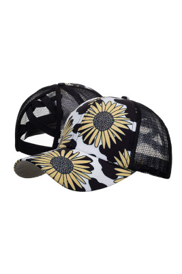 Sunflower Print Baseball Hat MOQ 3pcs