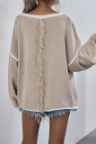 Plain Loose Fit Patchwork Knitting Sweater