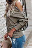 Khaki Ribbed Zip Knit Top