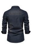Open Front Button Pocket Men's Denim Shirts