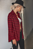 Smocked Cuff Plaid Open Button Long Sleeves Shirts