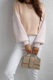 Color Block Plain Loose Pullover Sweaters