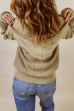 Green Henley V Neck Hooded Sweater
