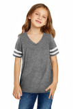 Gray Striped Short Sleeve Girl’s Top