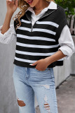 Zipper Stripes Knitting Sweater Vest