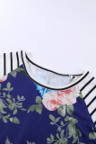Blue Spring Fling Floral Striped Sleeve Short Dress for Kids