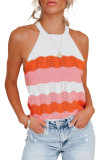 Orange Knit Colorblock Tank Top
