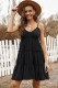 Black Spaghetti Straps Ruched Ruffled Mini Dress