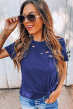 Blue Holes Crew Neck Cotton Mixed T-shirt