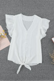 White Forever Tonight Button Tie Top
