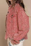 Plain Tassle Hem Corduroy Jacket Coat