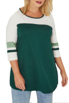 Colorblock 3/4 Sleeve Plus Size Top